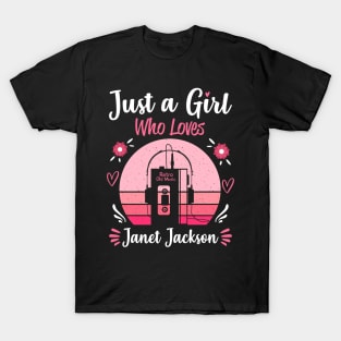 Just A Girl Who Loves Janet Jackson Retro Headphones T-Shirt